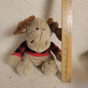 Joann Moose Plush Toy Unisex 9.5in Tan Red Buffalo Plaid Excellent Holiday Decor